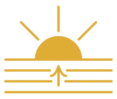 Sıcak gün doğumu, illüstrasyon, beyaz arka planda.