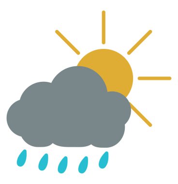 Yağmurlu bir günde, beyaz bir arka planda, küçük bir güneş ihtimali, çizimler....