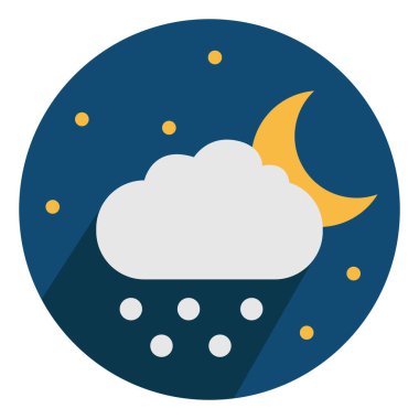 Karlı gece bulutu, beyaz arkaplanda çizimler..