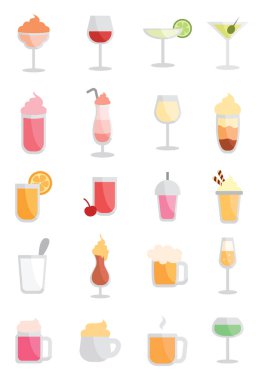 Kafe içecekleri, illüstrasyon, beyaz arka planda..