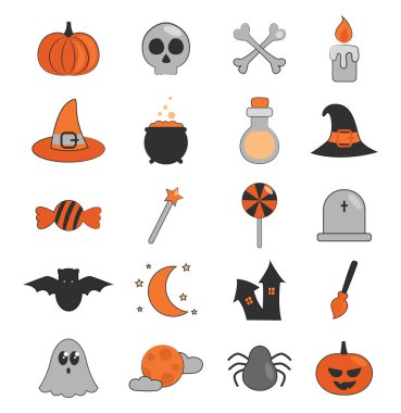 Cadılar Bayramı partisi, illüstrasyon, beyaz arka planda.