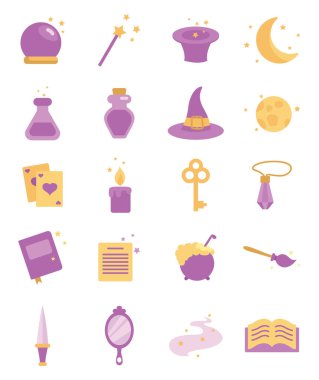 Beyaz bir arka planda antik büyü, illüstrasyon.