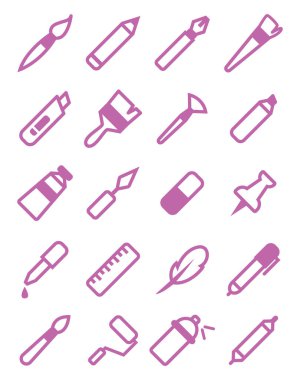 Sanat malzemeleri, illüstrasyon, beyaz arka planda..