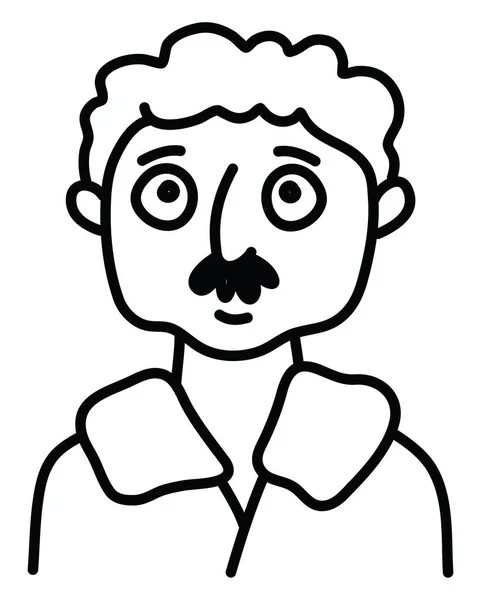 Homem Com Cabelo Encaracolado Bigode Ilustração Sobre Fundo Branco —  Vetores de Stock