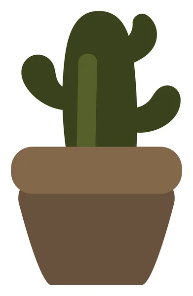 Cactus Grande Vaso Marrone Illustrazione Fondo Bianco — Vettoriale Stock