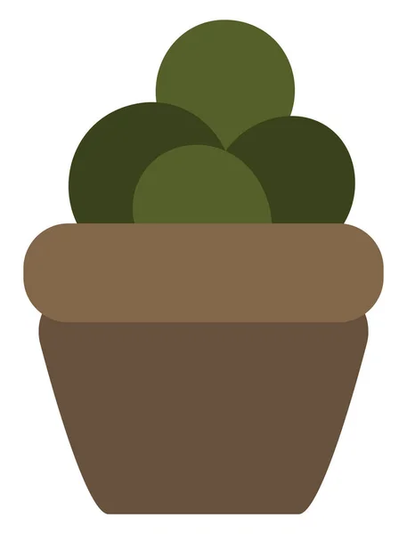 Piccolo Cactus Vaso Marrone Illustrazione Fondo Bianco — Vettoriale Stock