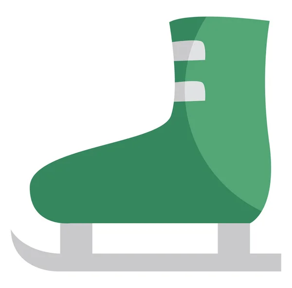 白い背景に緑の氷のスケート イラスト — ストックベクタ
