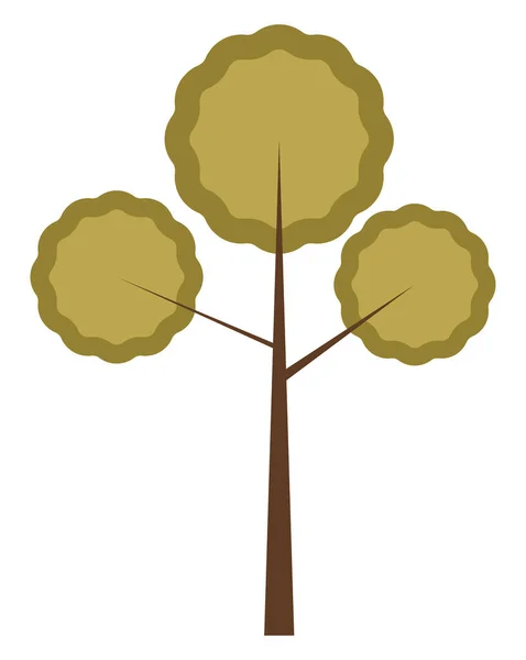 Árbol Con Tres Ramas Ilustración Sobre Fondo Blanco — Vector de stock