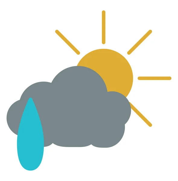 Eső Felhő Kis Esélye Nap Illusztráció Fehér Alapon — Stock Vector