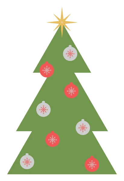 Díszített Karácsonyfa Illusztráció Fehér Alapon — Stock Vector