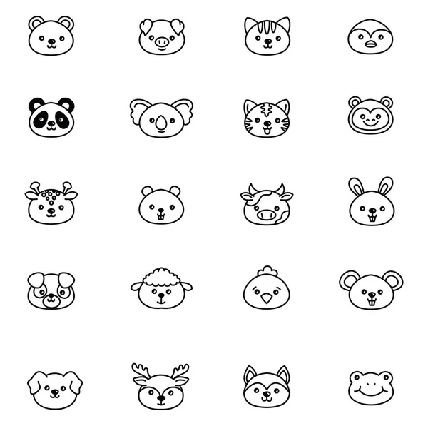 Beyaz bir arka planda sevimli hayvanlar, çizimler..