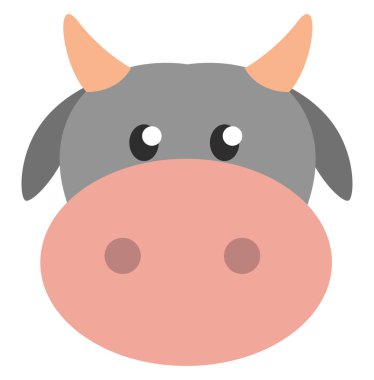 Gri inek kafası, illüstrasyon, beyaz arka planda vektör..