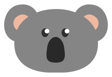 Gri koala başı, illüstrasyon, beyaz arkaplandaki vektör.