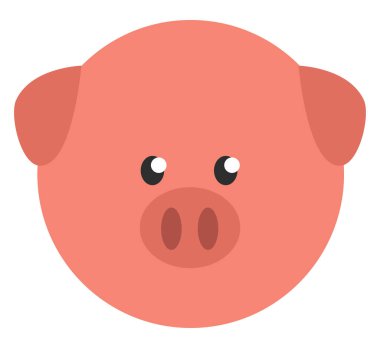 Pembe domuz kafası, illüstrasyon, beyaz arka planda vektör..