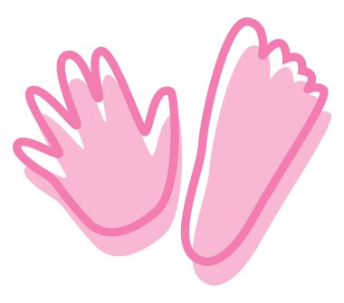 Pembe el ve ayak, illüstrasyon, beyaz arkaplanda vektör.