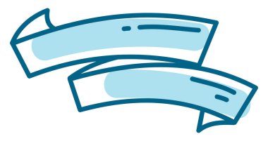 Beyaz arkaplanda uzun bir mavi bayrak, illüstrasyon, vektör.