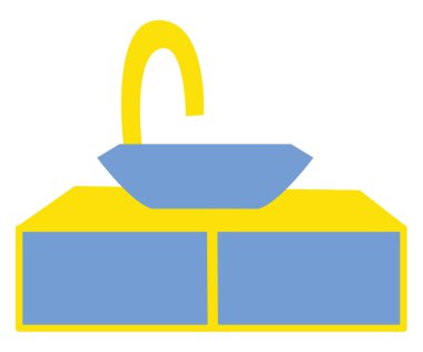 Mavi banyo lavabosu, illüstrasyon, beyaz arka planda vektör..