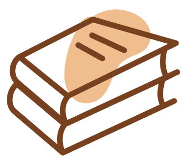 İki kapalı kahverengi kitap, illüstrasyon, beyaz arkaplanda vektör.