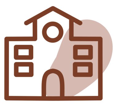 Kahverengi kilise binası, illüstrasyon, beyaz arka planda vektör..