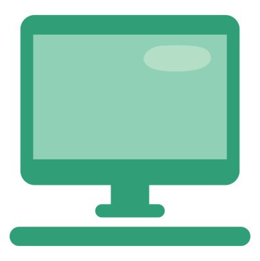 Yeşil bilgisayar, illüstrasyon, beyaz arkaplan üzerindeki vektör.