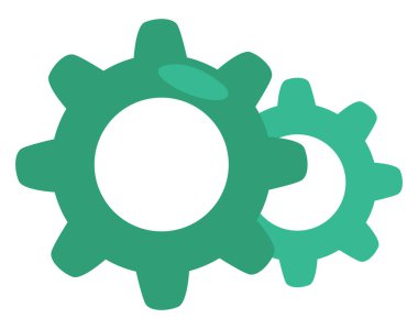 Yeşil dişli, resimli, beyaz arkaplandaki vektör.