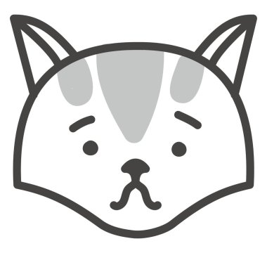 Beyaz arka planda sevimli gri kedi, illüstrasyon, vektör..