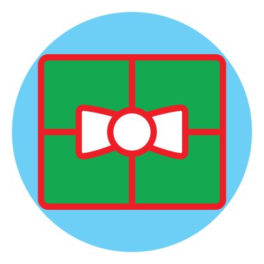 Beyaz arkaplanda yeşil hediye kutusu, illüstrasyon, vektör.