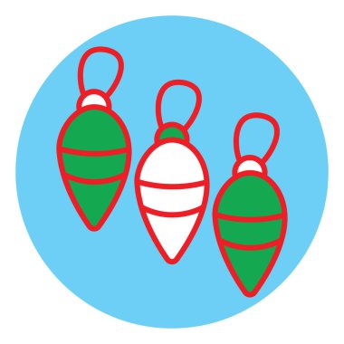 Beyaz arka planda üç noel ağacı süslemesi, illüstrasyon, vektör.