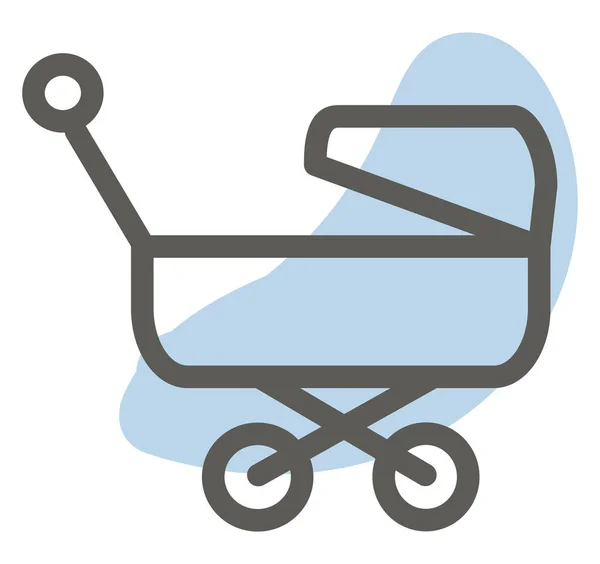 Blå Barnvagn Illustration Vektor Vit Bakgrund — Stock vektor