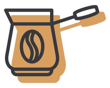 Cezve 'de kahve, illüstrasyon, beyaz arka planda vektör..