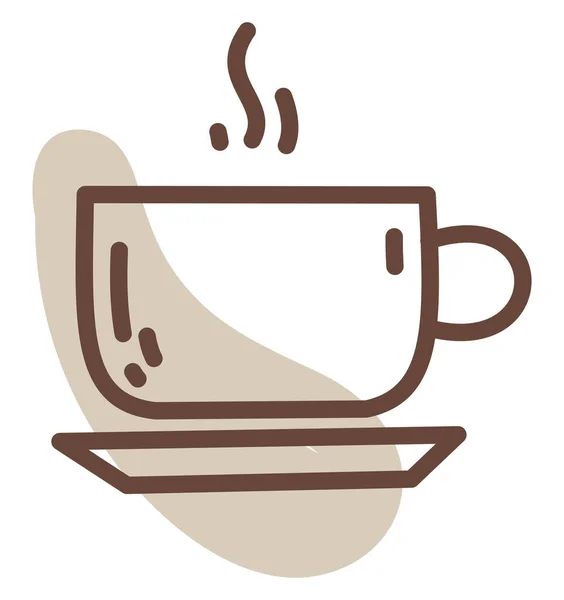Tasse Café Marron Avec Soucoupe Illustration Vecteur Sur Fond Blanc — Image vectorielle