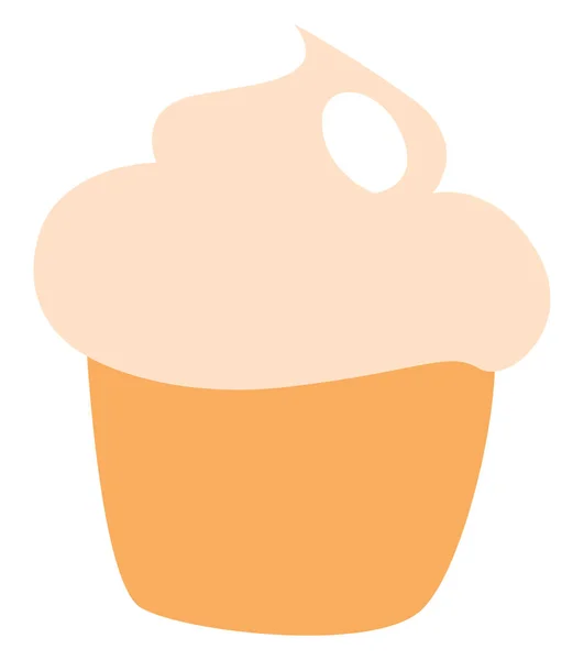 Vanilla Cupcake Illustration Vektor Vit Bakgrund — Stock vektor