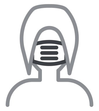 Maskeli kız, illüstrasyon, beyaz arka planda vektör.