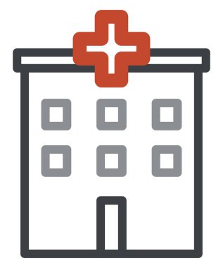 Büyük hastane, illüstrasyon, beyaz arka planda vektör..