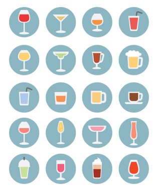 Bardaki içkiler, illüstrasyon, beyaz arkaplan üzerindeki vektör.