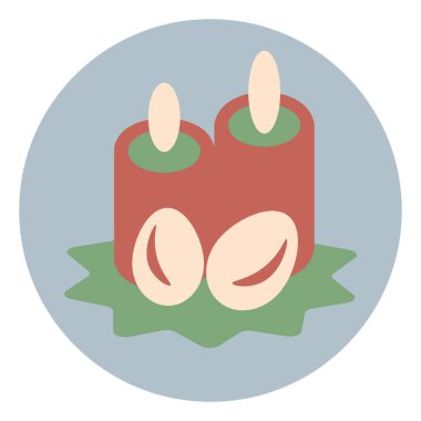 İki kırmızı mum, iki yumurta, illüstrasyon, beyaz arka planda vektör..