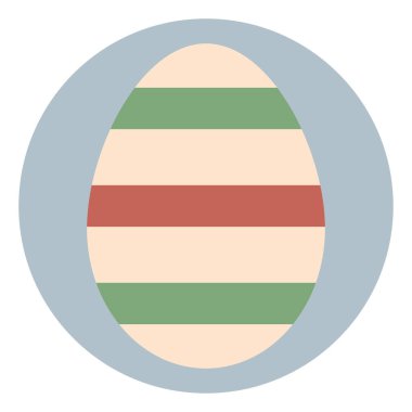 Kırmızı ve yeşil çizgili yumurta, illüstrasyon, beyaz arkaplanda vektör.