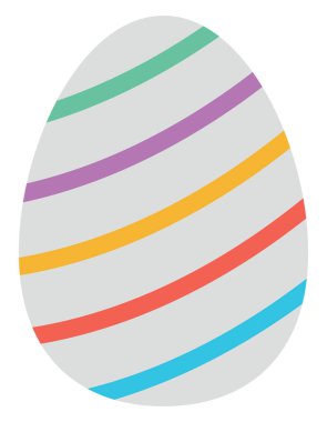 Renkli çizgili beyaz yumurta, illüstrasyon, beyaz arka planda vektör..