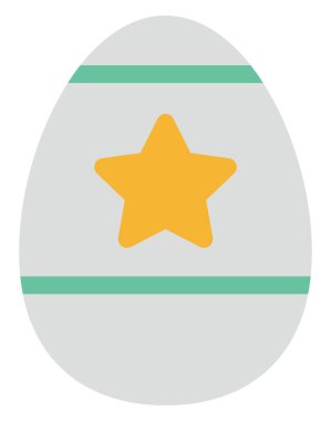 Beyaz paskalya yumurtası, tek altın yıldız ve yeşil çizgiler, illüstrasyon, beyaz arka planda vektör..