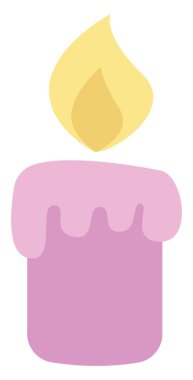 Pembe yanan mum, illüstrasyon, beyaz arkaplandaki vektör.