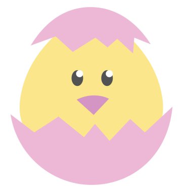 Pembe yumurtalı küçük civciv, illüstrasyon, beyaz arka planda vektör.