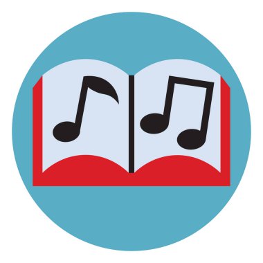 Müzik kitabı, illüstrasyon, beyaz arkaplandaki vektör.