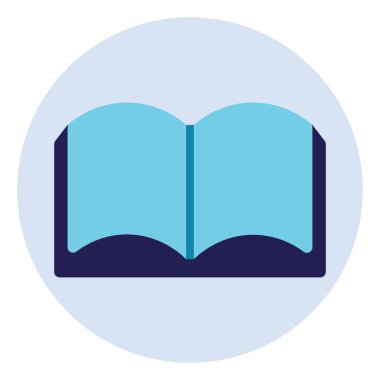 Mavi açık kitap, illüstrasyon, beyaz arkaplan üzerindeki vektör.