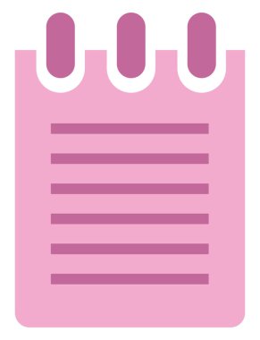 Pembe defter, illüstrasyon, beyaz arkaplan üzerindeki vektör.