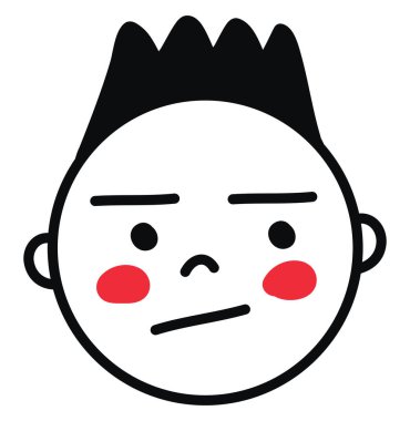 Kırmızı yanaklı ve mohawk saçlı çocuk, resimli, beyaz arka planda vektör..