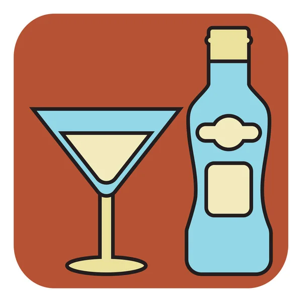 Martini Flaska Med Glas Illustration Vektor Vit Bakgrund — Stock vektor