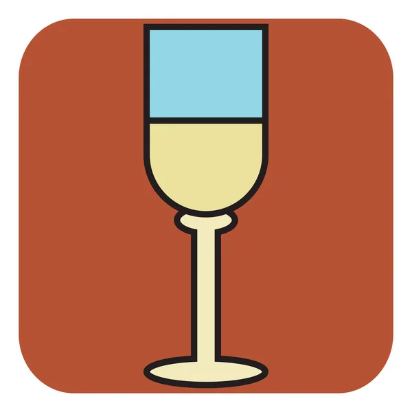 Vino Blanco Una Copa Ilustración Vector Sobre Fondo Blanco — Vector de stock