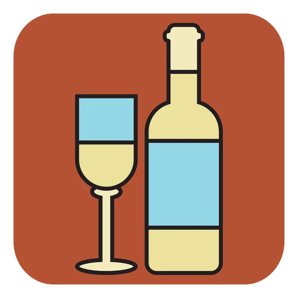 White Wine Bottle Glass Illustration Vector White Background — Stock Vector