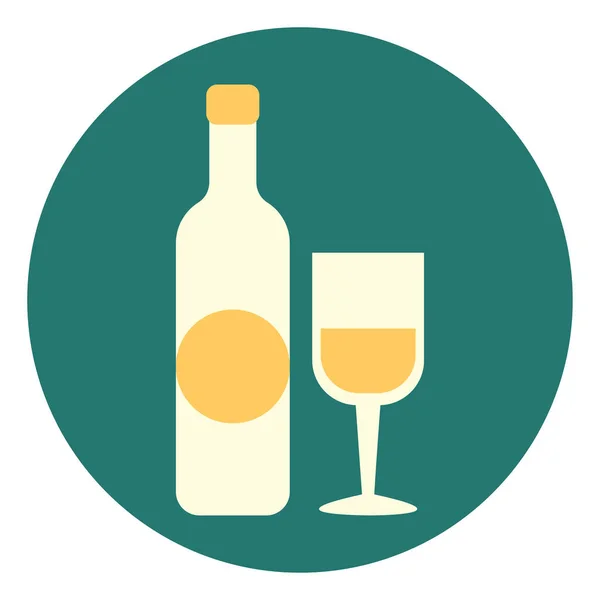 Weinflasche Und Weinglas Illustration Vektor Auf Weißem Hintergrund — Stockvektor