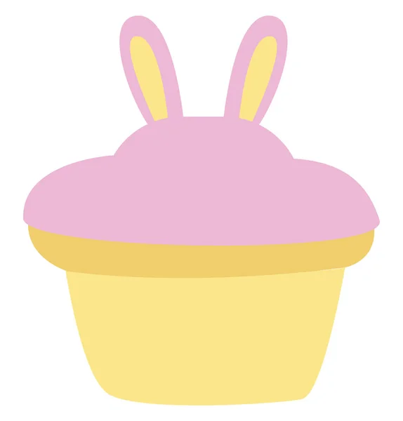 Pink Bunny Cupcake Illustration Vector White Background — Stock Vector